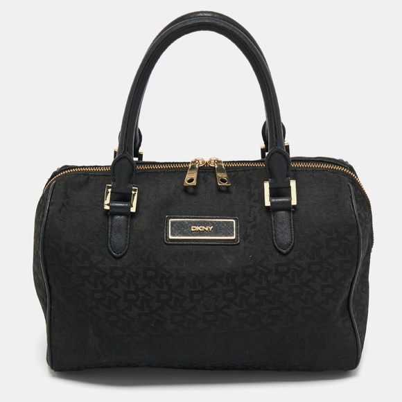 Donna Karan Bags Dkny Black Signature Canvas And Leather Boston Bag